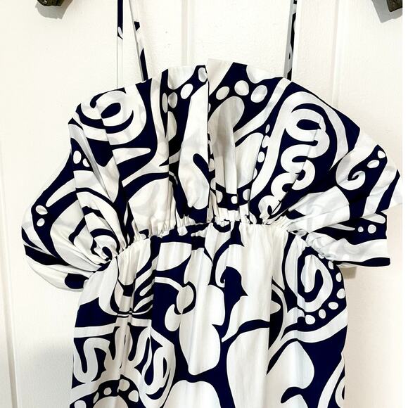 NWT Mara Hoffman Raquel Maxi Strap Floral Dress White Navy V neck Size 2 - Picture 6 of 11